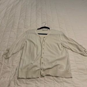 White 3/4 sleeve cardigan, XL
